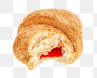Strawberry croissant png collage element, transparent background
