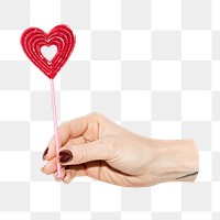 Valentine png sweet-heart lollipop, transparent background