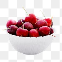 Bowl of cherries png food, transparent background