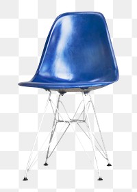 PNG Vacant blue chair, collage element, transparent background