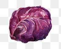 Red cabbage png watercolor collage element, transparent background. Remixed by rawpixel.