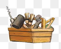 Tool box png vintage illustration, transparent background. Remixed by rawpixel. 