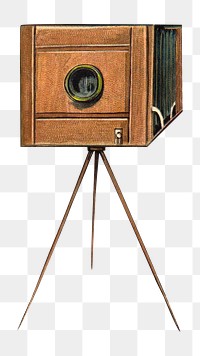 Vintage film camera png chromolithograph art, transparent background Remixed by rawpixel. 