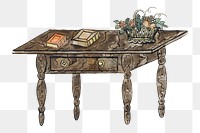 PNG Victorian reading table, vintage illustration by Joseph H. Davis, transparent background. Remixed by rawpixel.