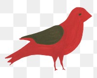PNG Red bird, vintage animal illustration by Mildred E. Bent, transparent background. Remixed by rawpixel.