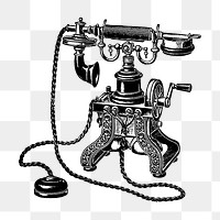 Vintage telephone png illustration, transparent background. Remixed by rawpixel.