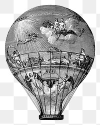 Vintage hot air balloon png illustration, transparent background. Remixed by rawpixel.