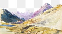 Mountain range png watercolor border, transparent background. Remixed by rawpixel.