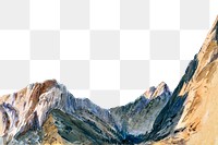 Mountain border png watercolor collage element, transparent background. Remixed by rawpixel.