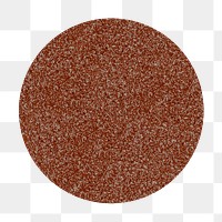 Glittery circle badge png, brown geometric shape, transparent background