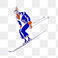 Ski png chromolithograph art, transparent background. Remixed by rawpixel. 