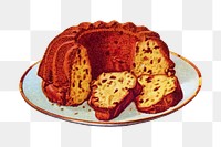 Bundt cake png chromolithograph art, transparent background. Remixed by rawpixel. 