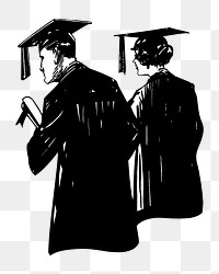 Graduation png vintage illustration, transparent background. Remixed by rawpixel. 