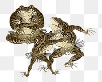 Frog png woodblock print, transparent background. Remixed by rawpixel. 