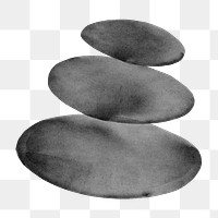 Png zen stones, black and white watercolor, transparent background