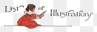 Png List of Illustrations for Alice's Adventures in Wonderland  (1907) collage element, transparent background