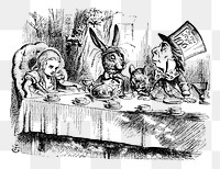 Png A Mad Tea-Party from Alice's Adventures in Wonderland (1865) by John Tenniel collage element, transparent background