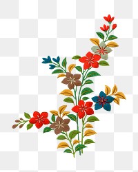 PNG Colorful flower branches, Japanese botanical illustration, transparent background. Remixed by rawpixel.