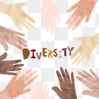 PNG Diversity word, paper craft collage art, transparent background