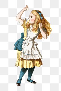 PNG Little blonde girl, vintage cartoon illustration by John Tenniel, transparent background. Remixed by rawpixel.