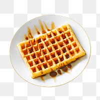 Waffle breakfast food png, transparent background