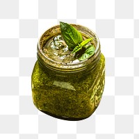 Basil pesto sauce png, transparent background