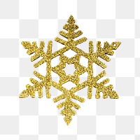 Gold snowflake png sticker, transparent background