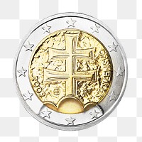 Slovakia 2 Euro coin png, transparent background