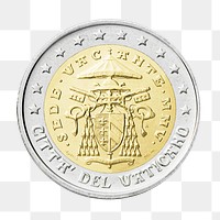 Vatican City 2 Euro coin png, transparent background