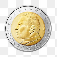 Vatican City 2 Euro coin png, transparent background