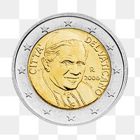 Vatican City 2 Euro coin png, transparent background