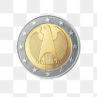 Germany 2 Euro coin png, transparent background