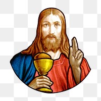 Jesus holding goblet png sticker, transparent background