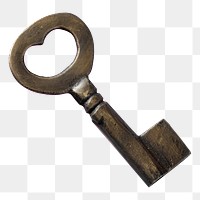 Metal key png, transparent background