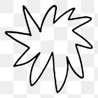Starburst doodle element png, transparent background