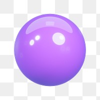 Purple sphere png 3D shape, transparent background