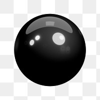 Black sphere png 3D shape, transparent background