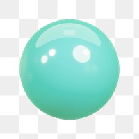 Mint green sphere png 3D shape, transparent background