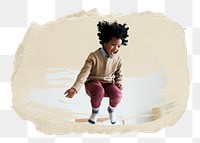 PNG Young kid having a fun time, collage element, transparent background