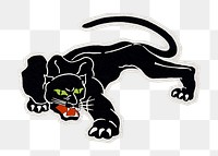 PNG panther sticker with white border,  transparent background