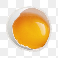 PNG egg yolk food sticker with white border, transparent background