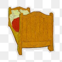 PNG Van Gogh's Bed sticker with white border, transparent background , artwork remixed by rawpixel.