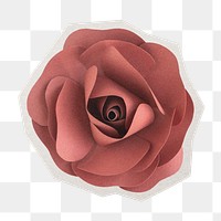 Paper rose png sticker, paper cut on transparent background