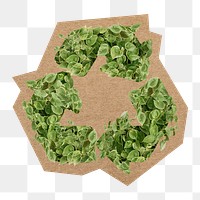 Nature recycling symbol png, cut out paper element, transparent background