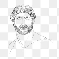 Roman head png vintage illustration, black and white design on transparent background