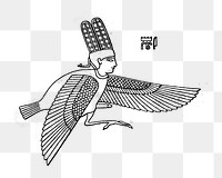 Egypt god png illustration, black and white design on transparent background