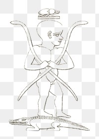 Egypt god png vintage illustration, basic line art on transparent background