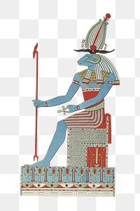 Egypt god png vintage illustration, transparent background