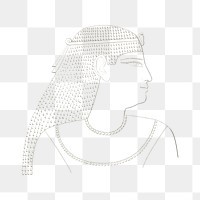 Egypt god png vintage illustration, black line art on transparent background