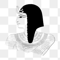 Black and white png vintage illustration line art, Egypt design on transparent background